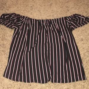Red , White , And Black off the shoulder top